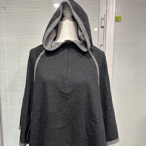 Fabletics Charcoal Gray Hooded Pullover with Light Gray Trim